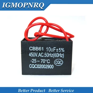 2 шт.лот CBB61 10 мкФ пусковой конденсатор для вентилятора переменного тока 10 мкФ 450 в CBB конденсатор для двигателя, Новинка