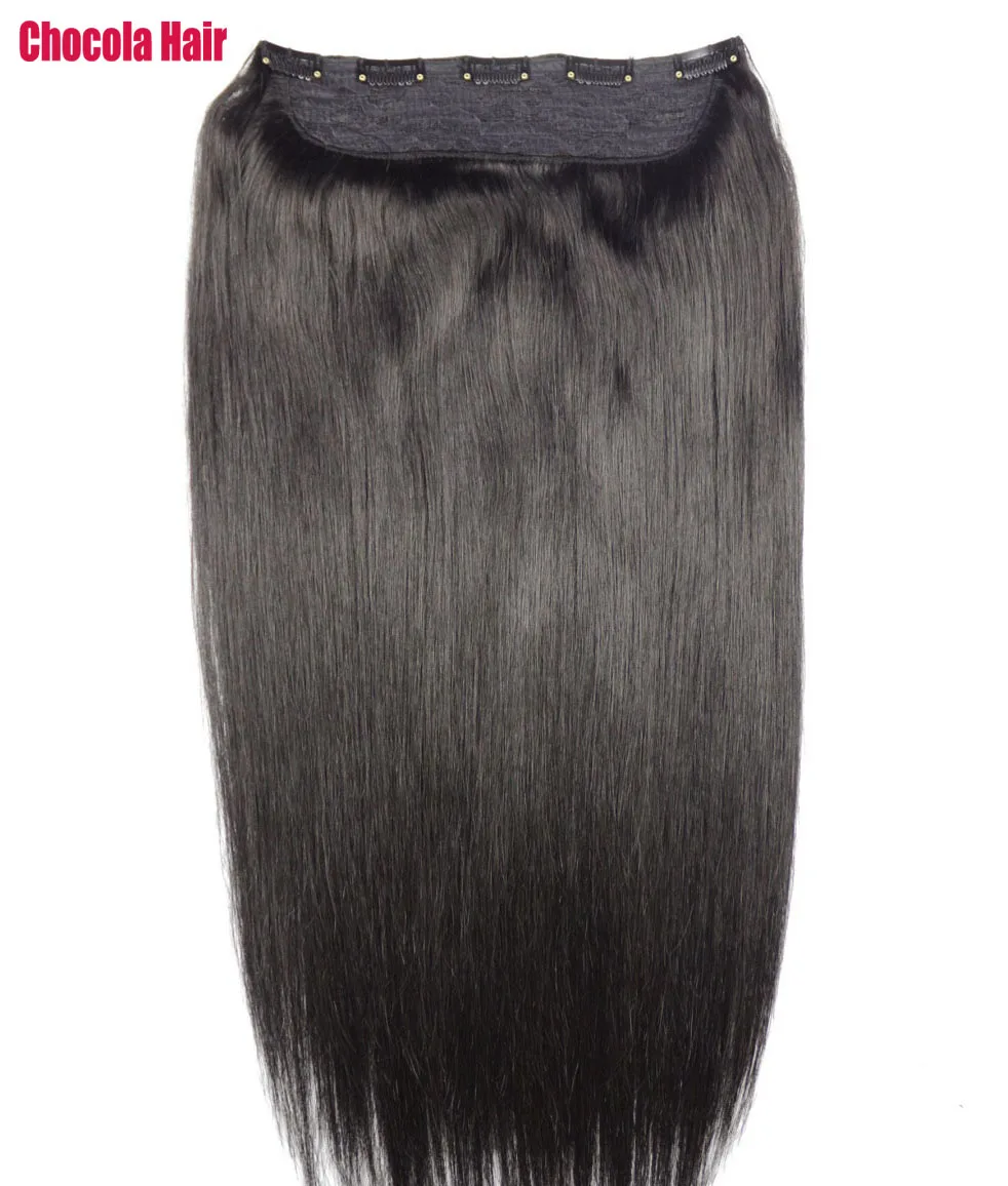 Chocala 20 " 28" фабричного производства Волосы Remy 220g Одна деталь Набор с 5 клипов в