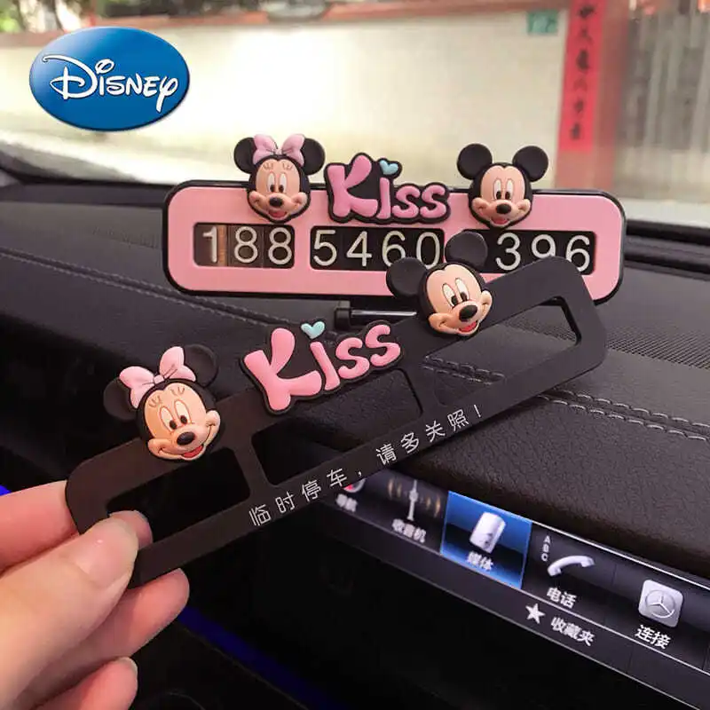 

Disney Mickey Mouse Minnie Car Temporary Parking Number Moving License Plate Telephone Number Plate Car Decoration Ornaments