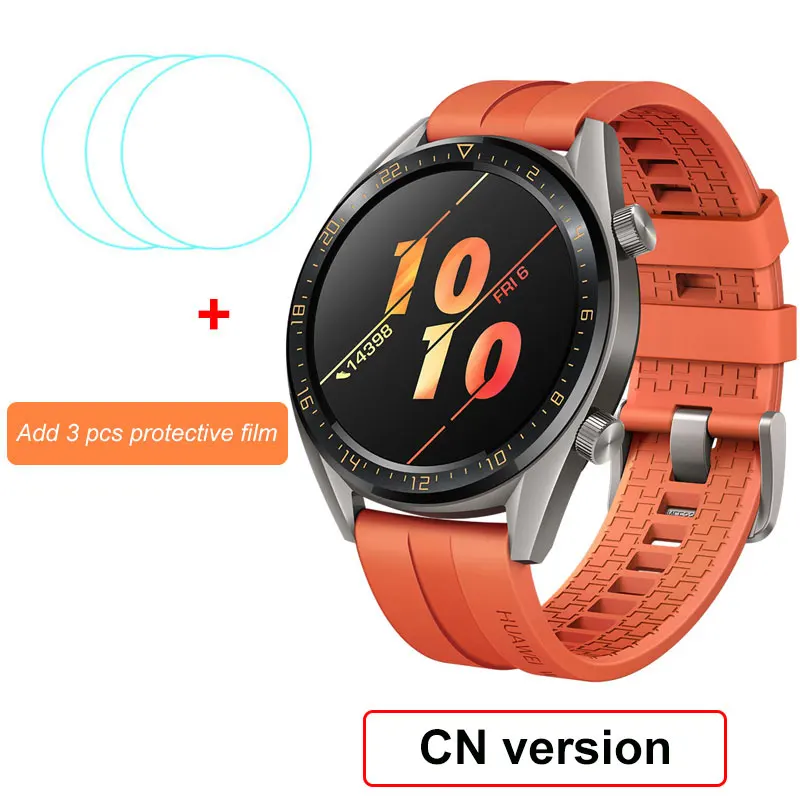 Orange Add film Смарт-часы huawei GT, фитнес-трекер, шагомер, 1,39 дюймов, gps, водонепроницаемые, для телефонных звонков, трекер сердечного ритма для Android iOS - Цвет: Orange Add film