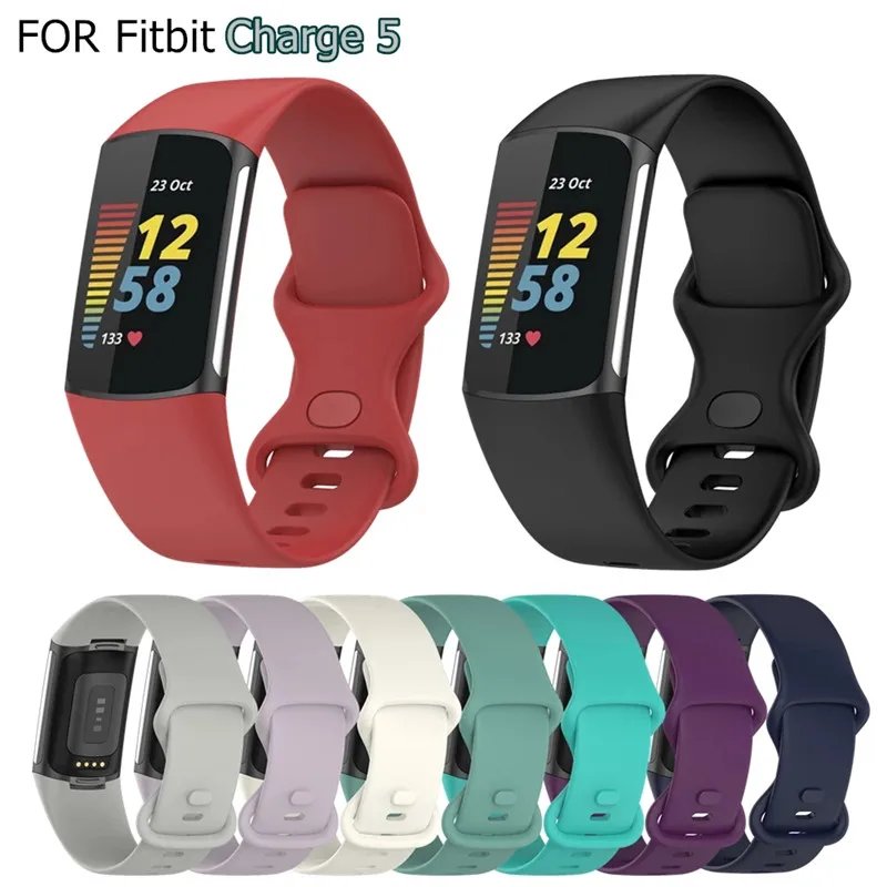 

Watch Band For Fitbit Charge 5 Wrist Strap For Fitbit Charge 5 Accessories Replacement Bracelet Soft Silicone Belt Adjust Loop
