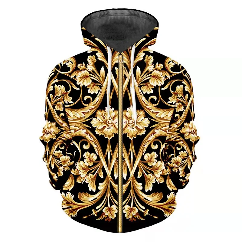 

Men's zipper sweater new spring and autumn 3D printing fashion leisure zipper long sleeve sweater