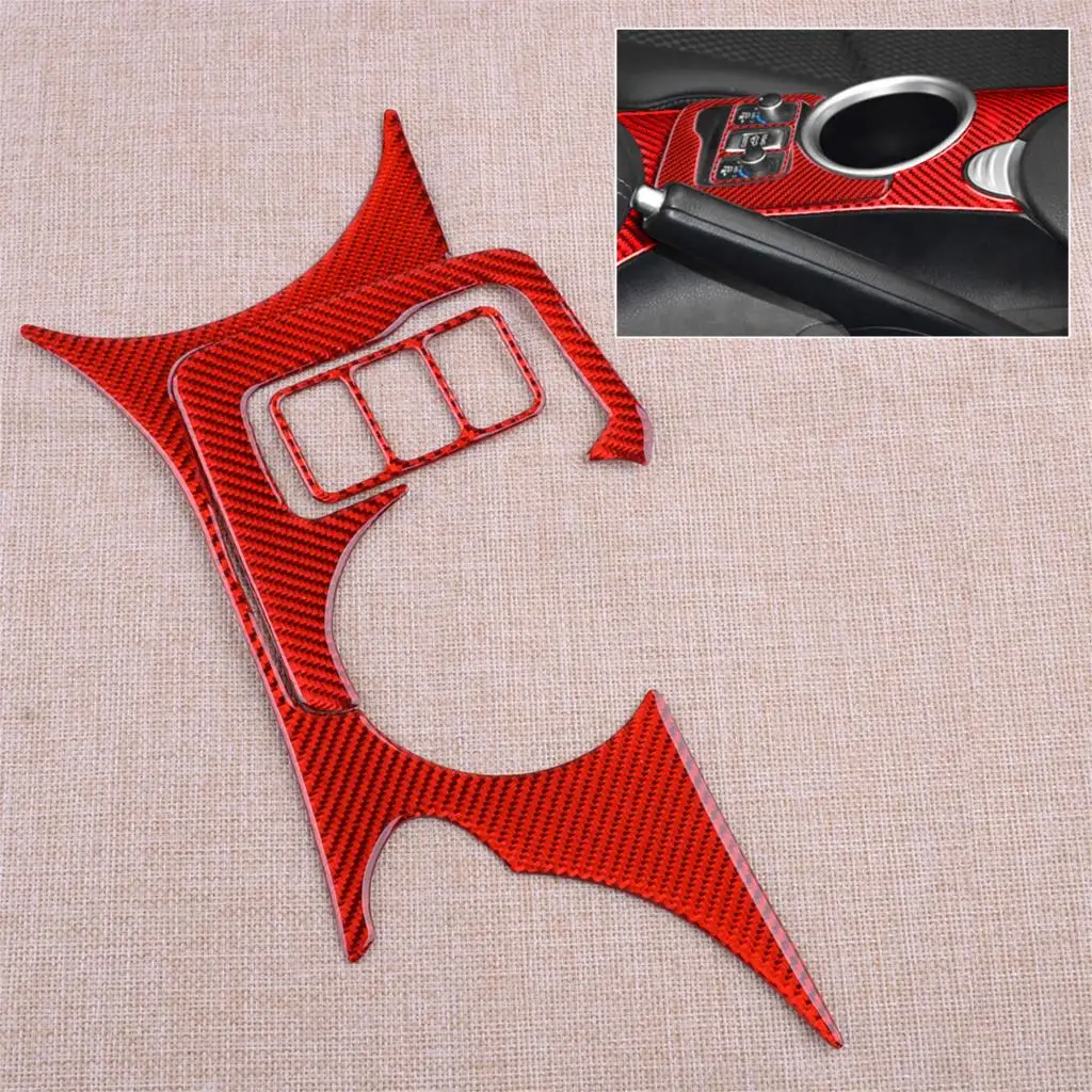 

3Pcs/set Car Red Carbon Fiber Water Cup Holder Panel Cover Trim LHD fit for Nissan 370Z 2009-2014 2015 2016 2017 2018 2019 2020
