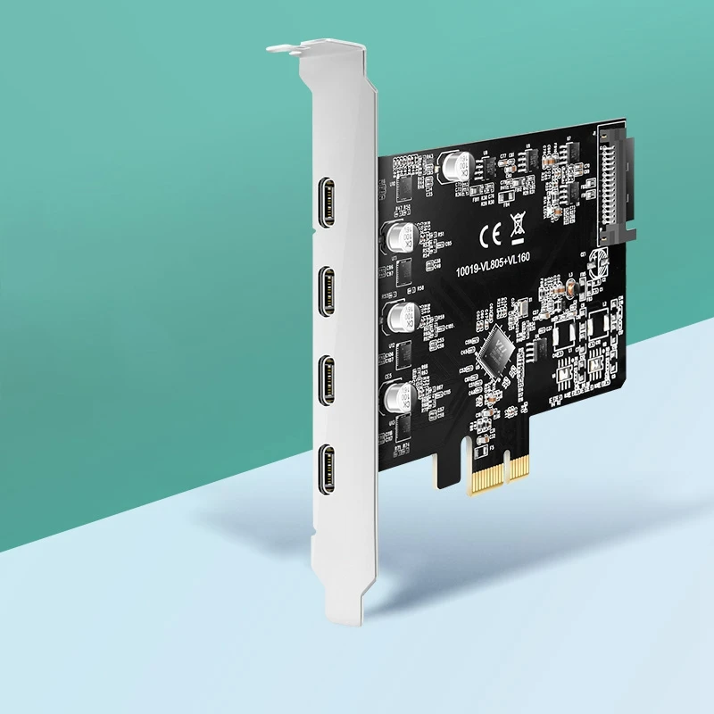 Плата расширения Pci E на dual Type C USB3.1 4 порта 5 Гбит/с высокоскоростной адаптер карта