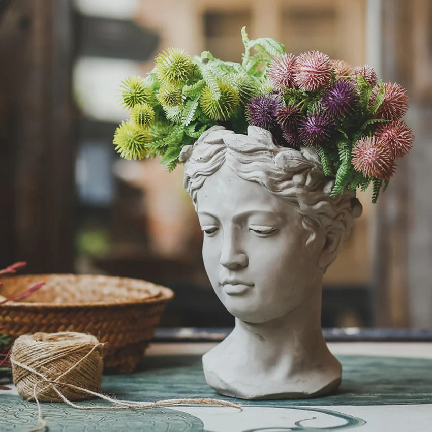 Ваза в европейском стиле для портрета ретро арт цементный цветочный горшок