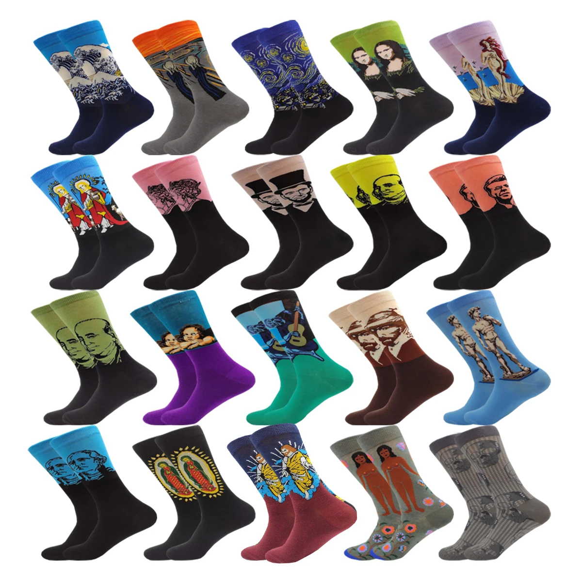 Носки женские и мужские с рисунком эпохи Возрождения милые повседневные принтом