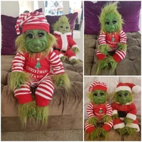 fowecelt new baby grinch cartoon doll cute christmas stuffed plush toy xmas gifts for kids home decoration 2022 christmas gift