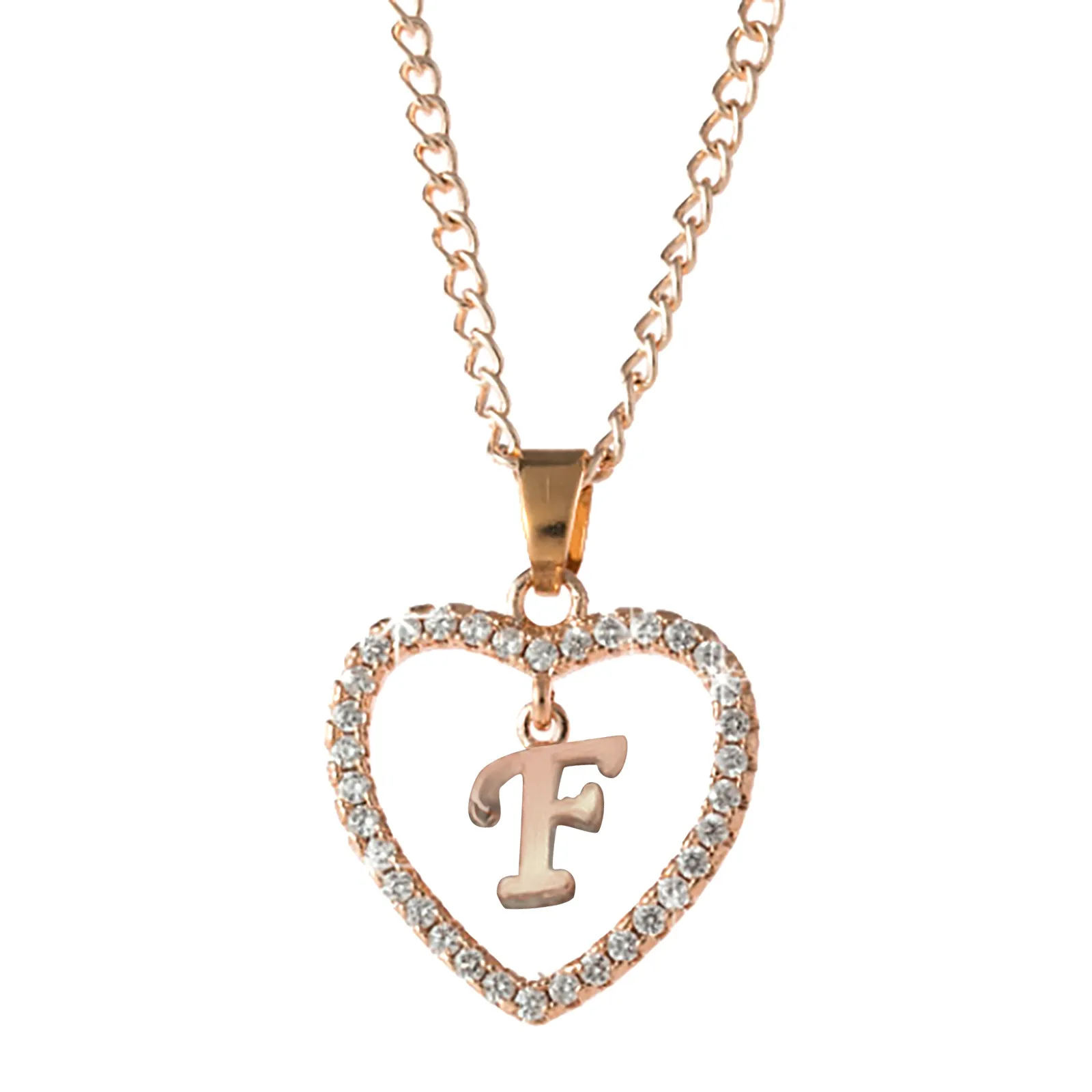 

Chain Necklace for Women Letter Necklace 26 letter zircon Heart Necklace Jewelry Love Pendant Necklace collares para mujer