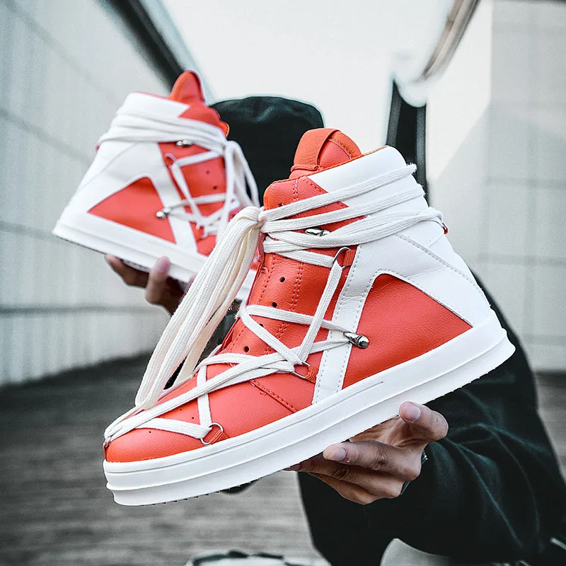 

Harajuku Style Trending Men Shoes Designer Lace Up Men's Casual Sneakers Mixed Colors Streetwear Shoes Male High Top Sneakers
