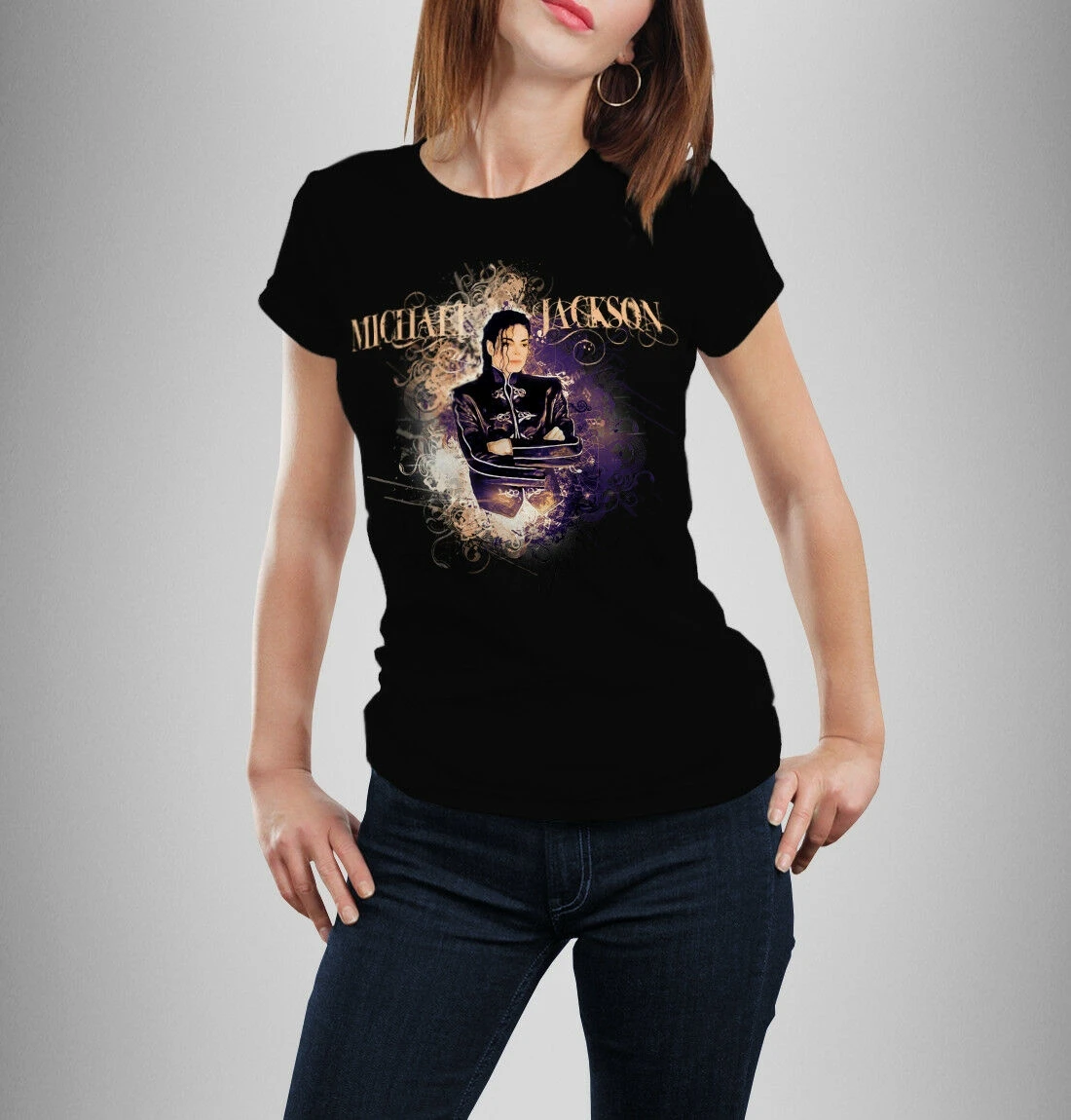 

Michael Jackson Pop Icon Black Woman Printed T-shirt