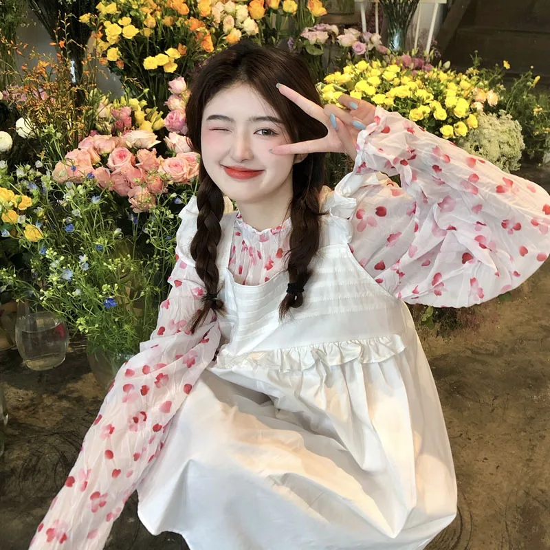 

Sweet Kawaii White Women Dress Elegant Spring Summer Preppy Style A-Line Ruffles Sling One Piece Lady Dresses Vestidos 2021 New