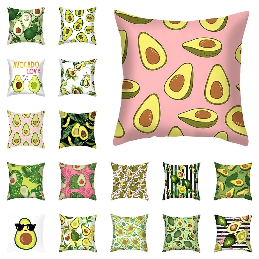 

Pillowcase Cute Cartoon Tropical Fruit Avocado Pattern Peach Skin Pillowcase Square Car Sofa Bedroom Decoration Pillowcase