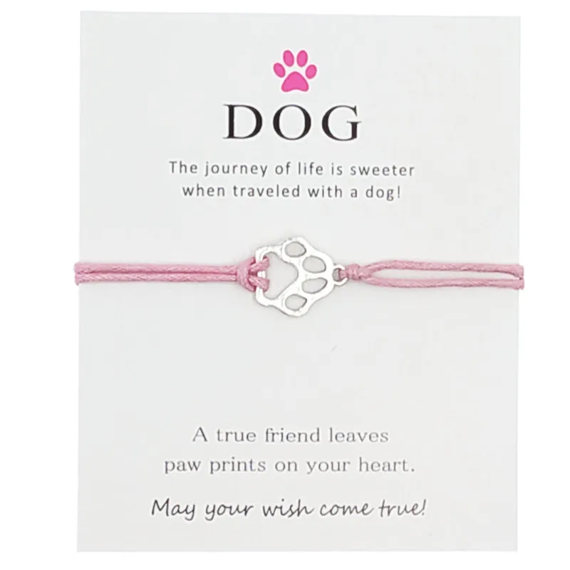 Новые серебряные браслеты-валентинка с принтом лап для собак женщин девочек