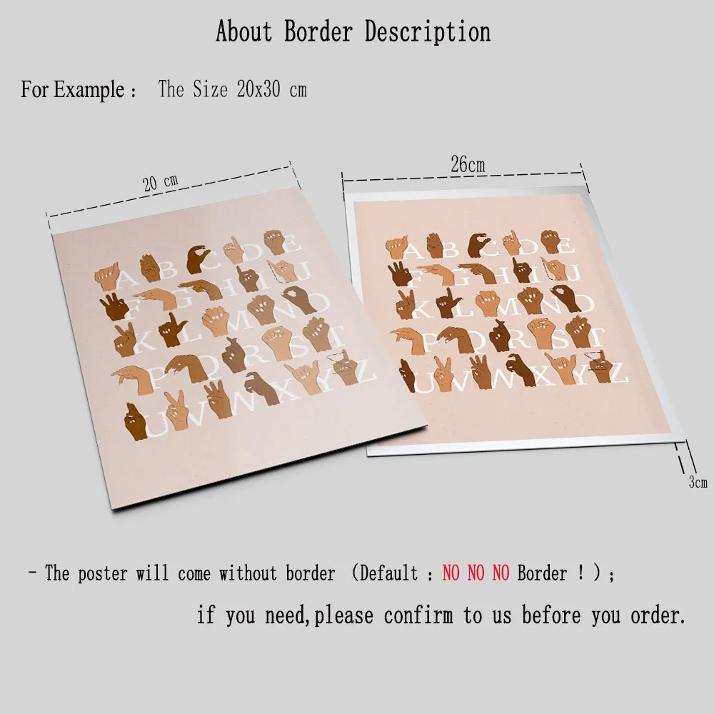 American Sign Language Nordic Poster Alphabet Canvas Painting Wall Art Picture ABC Prints Kids Room Nursery Decor | Дом и сад