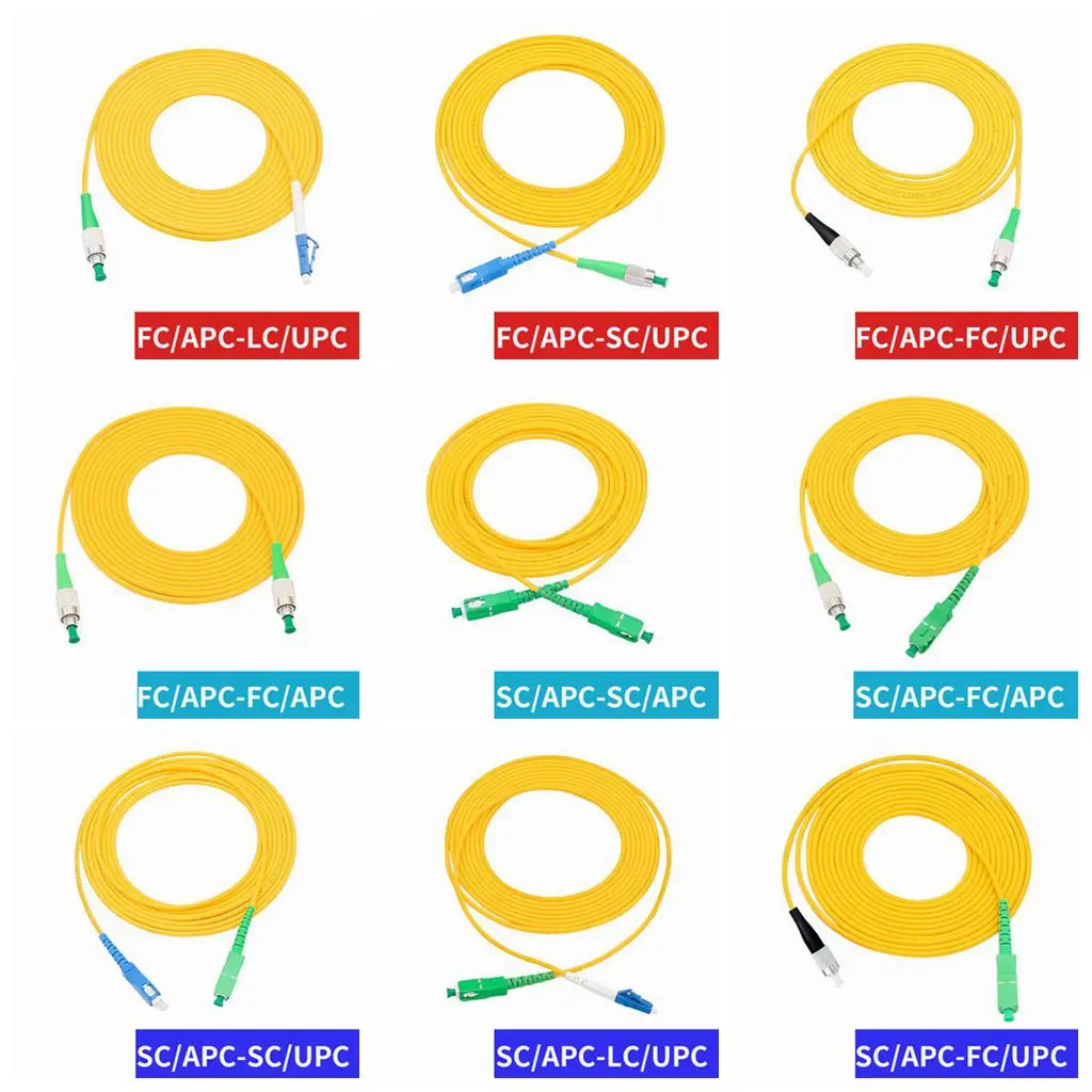 

Optical Fiber Patch Cord 9/125 652D Simplex SC/APC FC/APC LC/APC To UPC LC FC SC Pigtail FTTH CATV Optic Patch Cord Cable 1m-40m