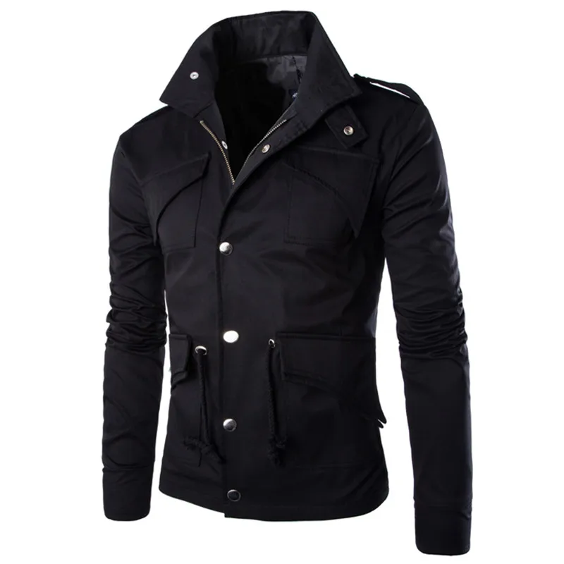 Мужская приталенная куртка с отложным воротником однотонная однобортная