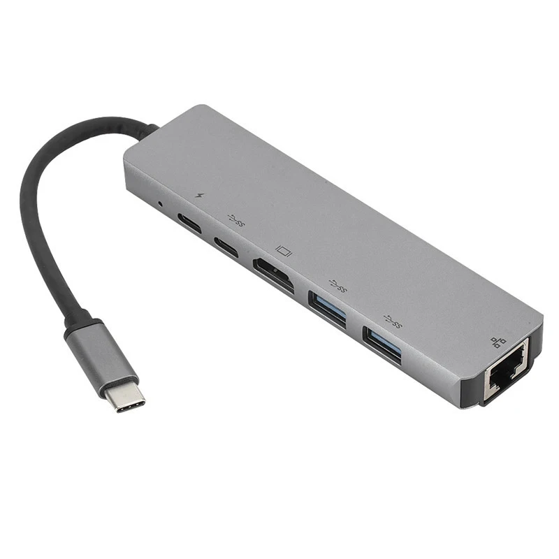 6 в 1 концентратор Usb Type C Hdmi 4K для Gigabit Ethernet Rj45 Lan адаптер Pro Thunderbolt зарядное