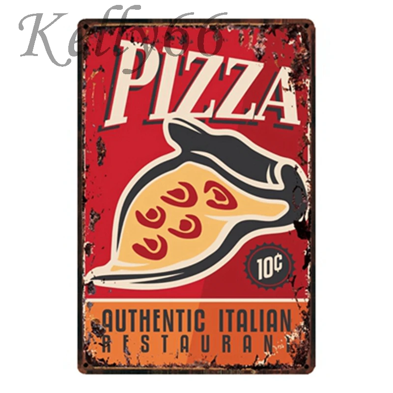 

[ Kelly66 ] Pizza Metal Sign Tin Poster Home Decor Bar Wall Art Painting 20*30 CM Size y-1645