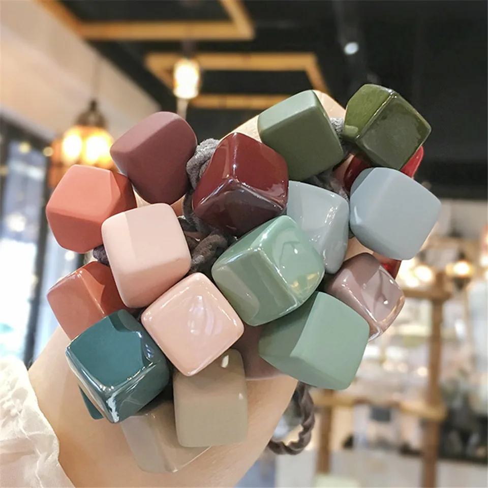 Модный куб эластичная резинка для волос Геометрическая акриловая веревка