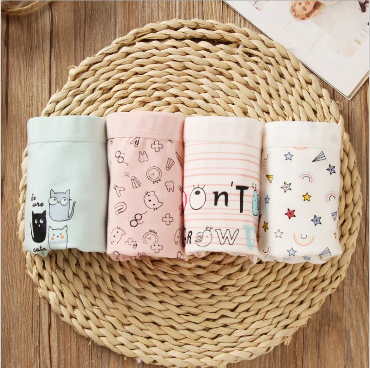 

4 Pcs/Lot High Quality Children's Underwear for Kids Cartoon Shorts Cotton Underpants Girls Teenage Striped Pants