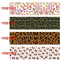 beauty leopard pattern printed grosgrain ribbon 50 yardslot free shipping 38mm for hair bows