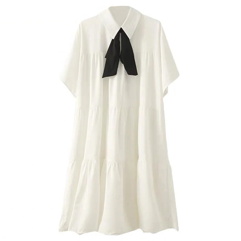 

Sister Fara Chic Plus Size Bow Long Summer Women's Dress 2021 Half Sleeve Draped Ankle-Length Dress Loose Casual Women's Dresses