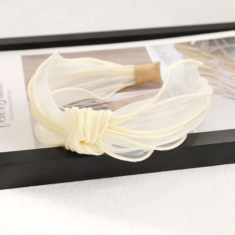 

Lady Net yarn knotted headband Vintage Mesh Bezel Hair Accessories Girls Hairband Head Hoops Wide Headband Headwear 7 colors