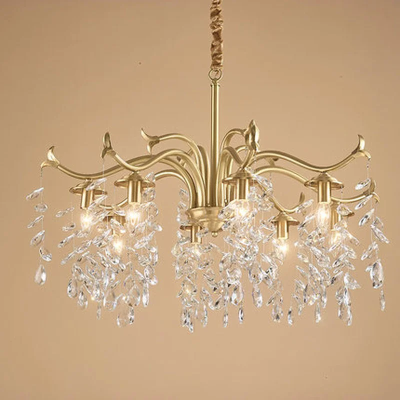 Современный хрустальный светодиодный подвесной светильник K9 медный