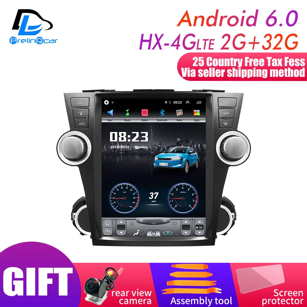 12.1 HX-4G 2G32G 12,1 дюймов 4G Lte вертикальный экран android Мультимедиа Видео Радио плеер для Toyota Highlander 2009-13 лет навигации стерео - Цвет: 12.1 HX-4G 2G32G