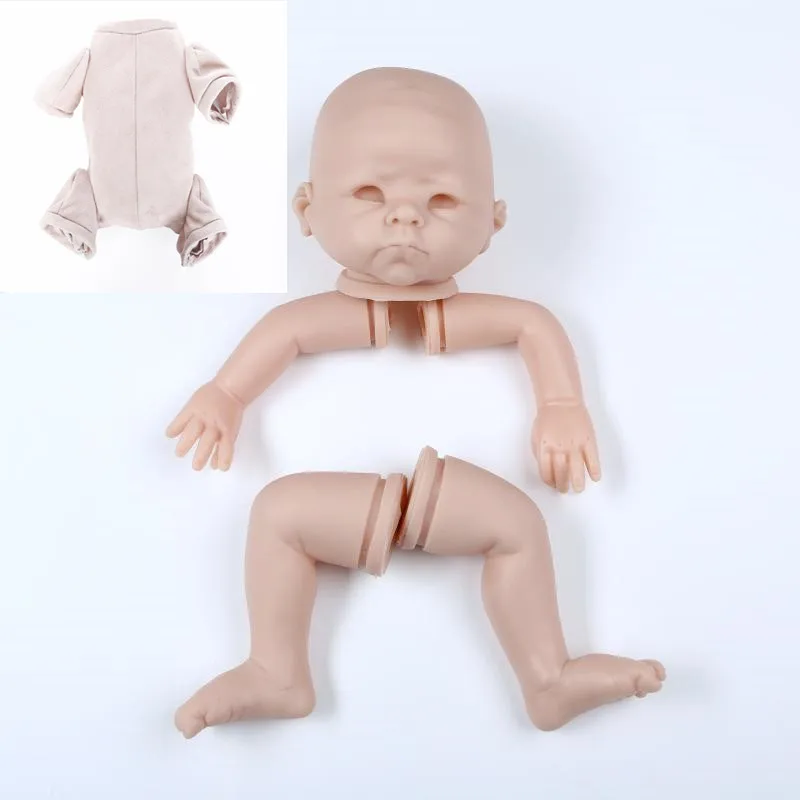 with cloth body Npkколлекция Горячая 22 дюймов DIY Неокрашенная пустая кукла набор мягкий винил Настоящее прикосновение reborn части куклы - Цвет: with cloth body