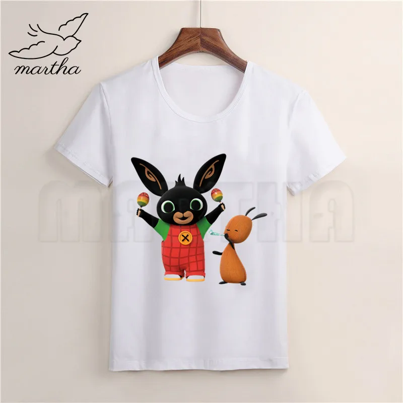Забавная детская футболка с мультяшным кроликом Bing & Bunny для мальчиков одежда