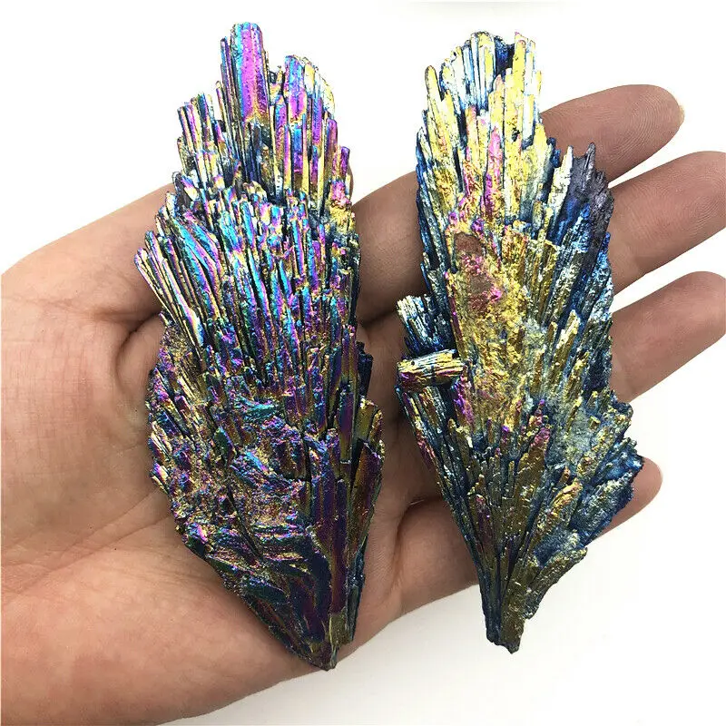 Wholesale 1PC 50-80g Rainbow Titanium Black Tourmaline Aura Quartz Crystal Peacock Tail Crafts Natural Quartz Crystals