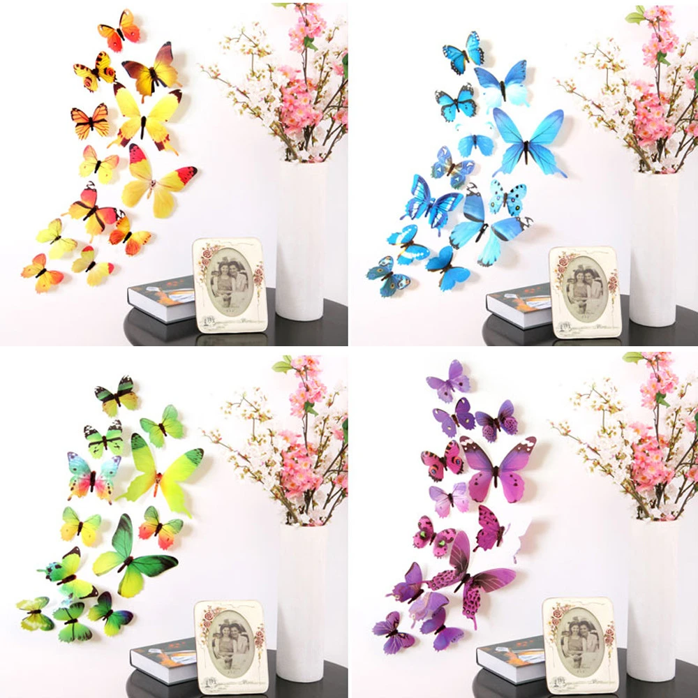 

12pcs Decal Wall Stickers Home Decorations 3D Butterfly Rainbow Comfortable Warmth Quality Fashion Elegant Creative And 77