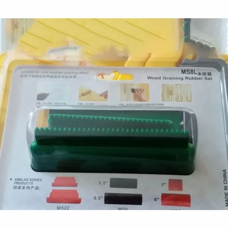

2Pcs M-Shape Wood Grain Design Decorating Tool Graining Rubber Painting,Green (MS8L)