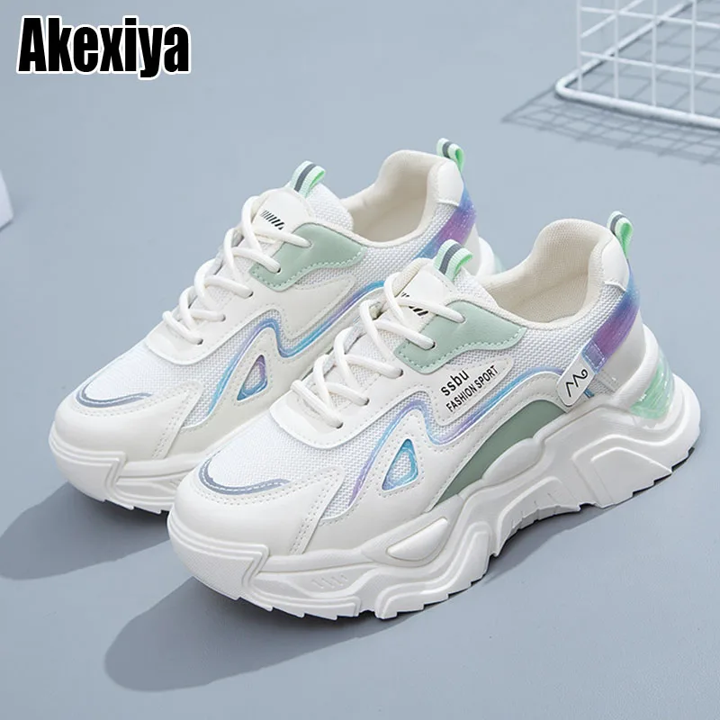 

Женские кроссовки на шнуровке, Повседневные Удобные кроссовки на толстой подошве, Вулканизированная подошва, модель BC2991, 2022