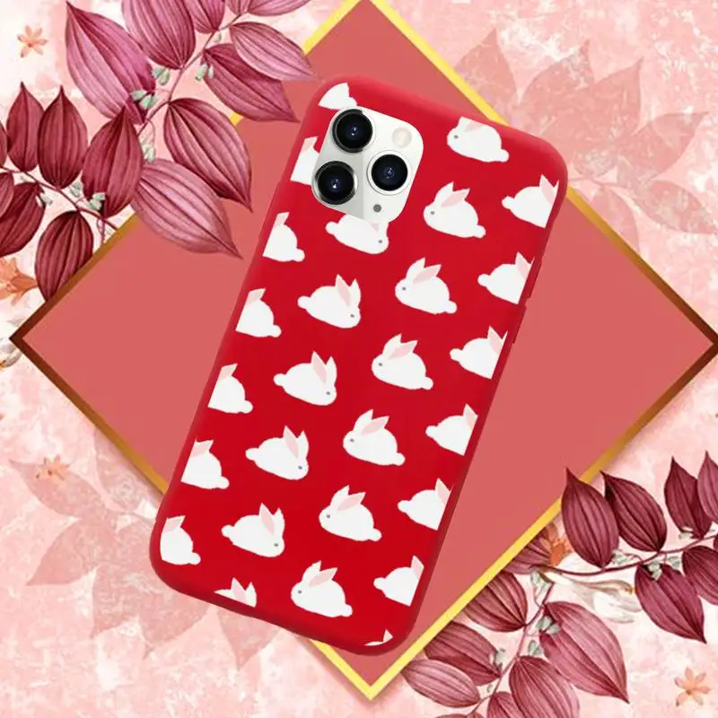 

Cartoons animal Rabbit Dinosaur Dog Phone Case Red Candy Color for iPhone 11 12 mini pro XS MAX 8 7 6 6S Plus X SE 2020 XR