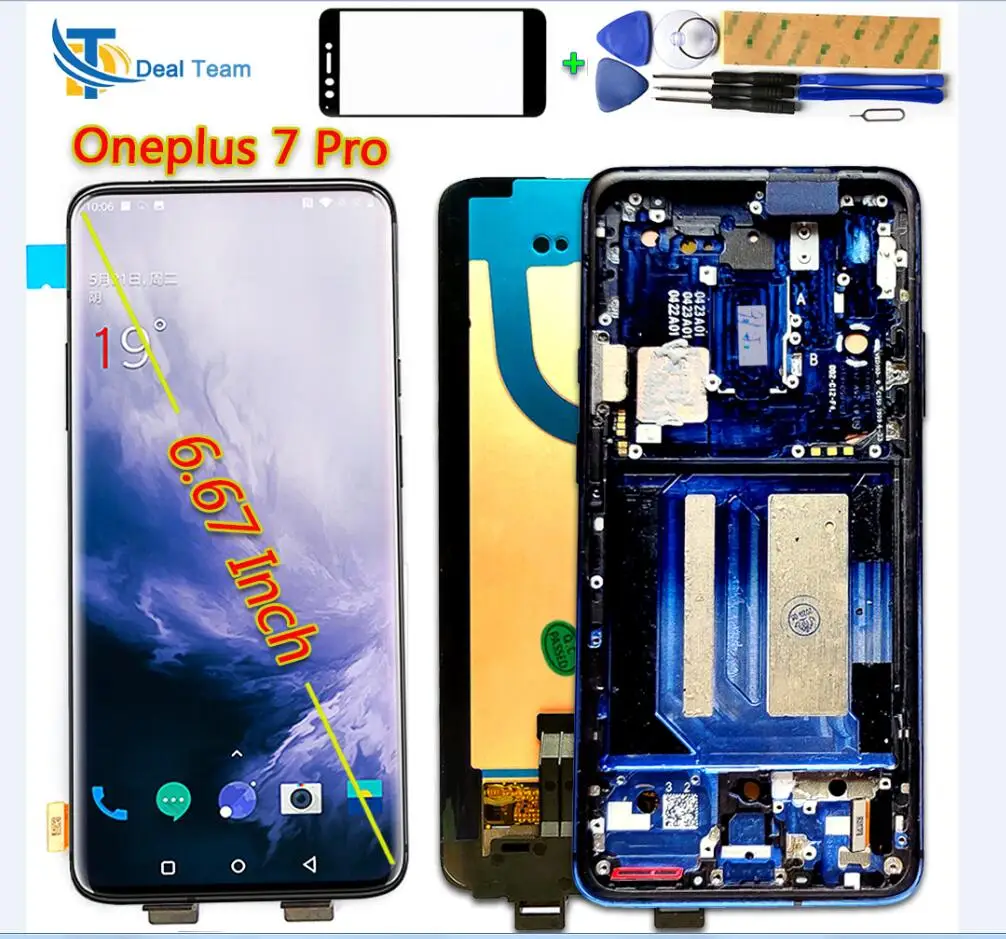 ЖК-дисплей качества AAA для Oneplus 7 Pro 6 67 дюймов 1440*3120 сенсорный экран 7Pro дигитайзер в