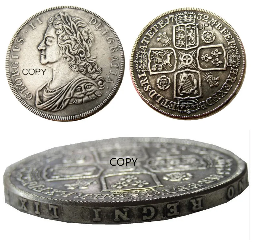 UF (84) Великобритания 1732 Джордж II одна Корона Посеребренная копия