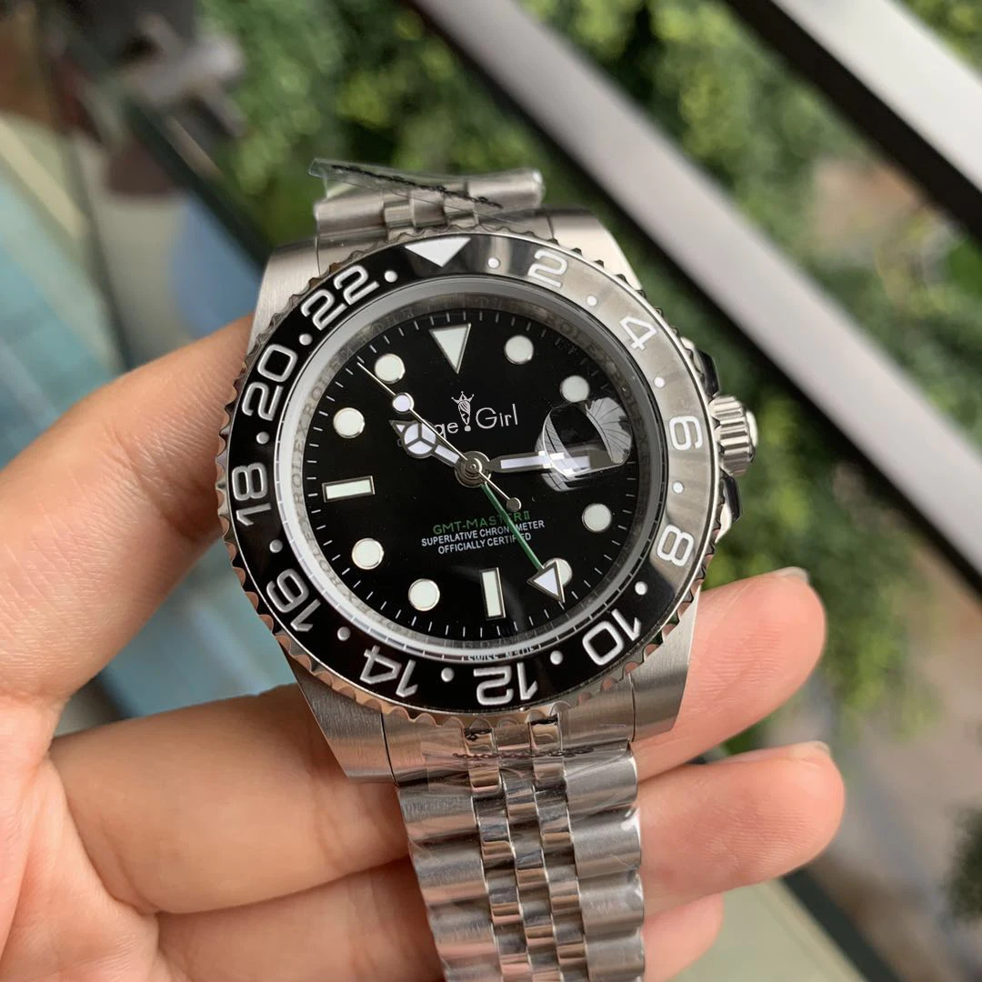 

Classic New Men Automatic Mechanical Watch Red Black Blue Ceramic Bezel GMT II Stainless Steel Sapphire Jubilee 116710 AAA+