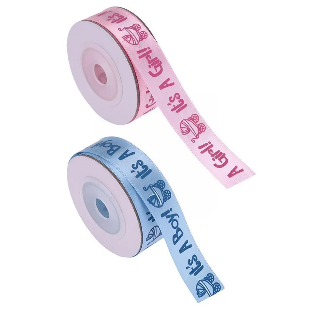 

1 Roll Boy Girl Printed Ribbon Baby Shower Christening DIY Satin Gift Birthday Crafts Christmas Decoration Packing Party Ri J5L6