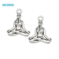 30pcs antique silver plated yoga girl charms pendants for jewelry making bracelet necklace diy handmade craft 20x16mm