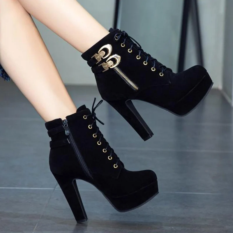 

2019 England New Ladies Black Chunky Heels Platform Ankle Boots Size 6 Women's Knight Booties Shoes Online Yellow Gray