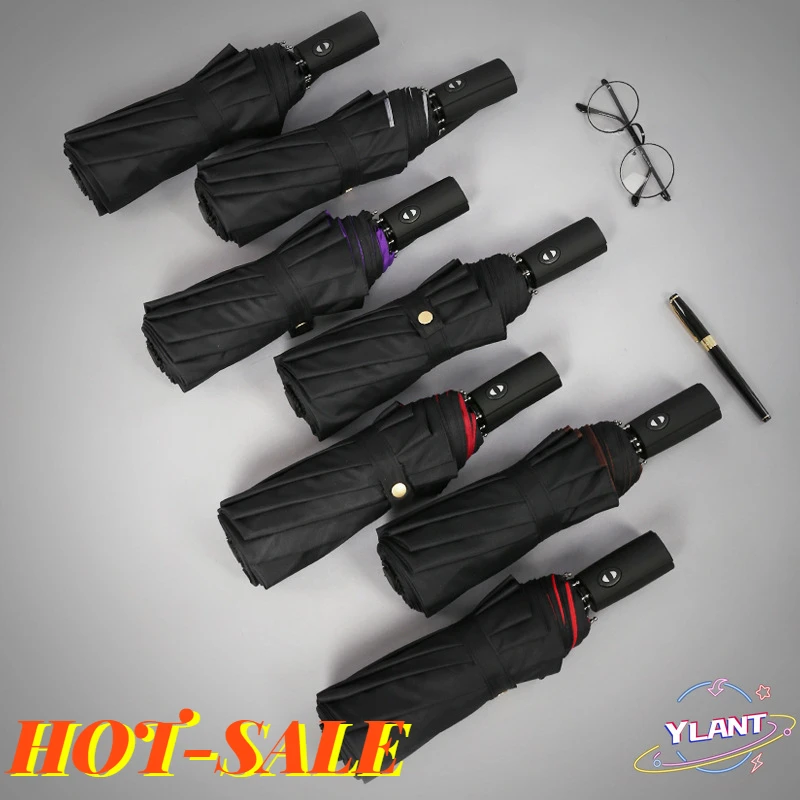 

Ten Bone Three Folding Men's Umbrella Large Rain Business Paraso lDouble Layer Windproof Women's Automatic Umbrella Female Male