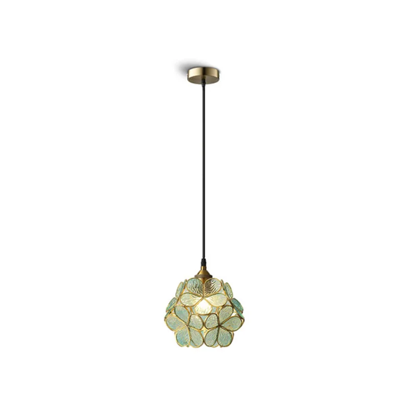 

Glass flower all copper northern Europe light luxury romantic bedroom clothing store E27 Chandelier