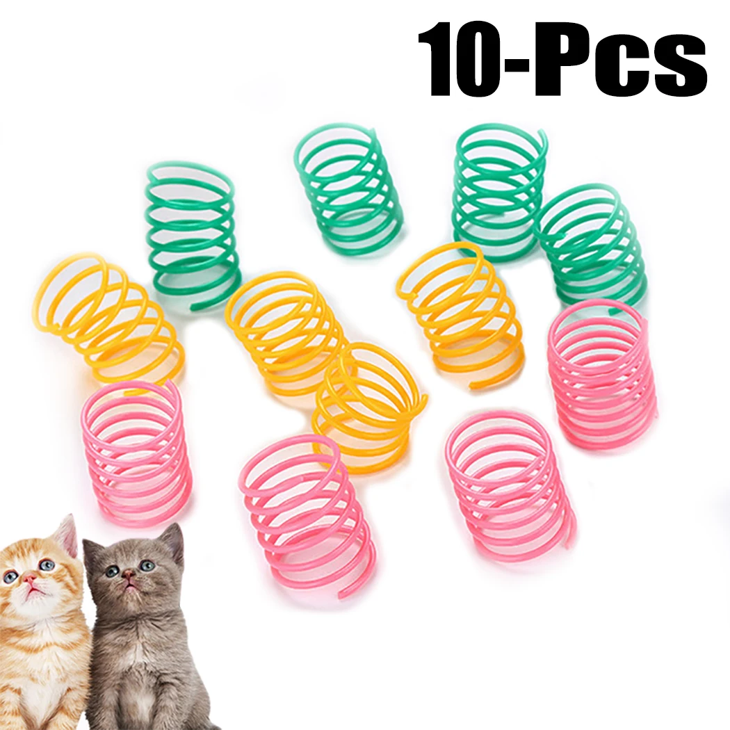 

10PCS Cat Colorful Spring Toy Creative Plastic Flexible Cat Coil Toys Kitten Interactive Action Wide Durable Plaything Supplies