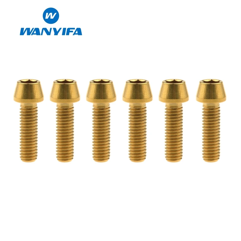 M5X16 gold Wanyifa M5x15 16 18 20 мм Титан/Ti болты для выноса руля для конической головки MTB велосипедные винты фиксированные болты велосипедные части - Цвет: M5X16 gold