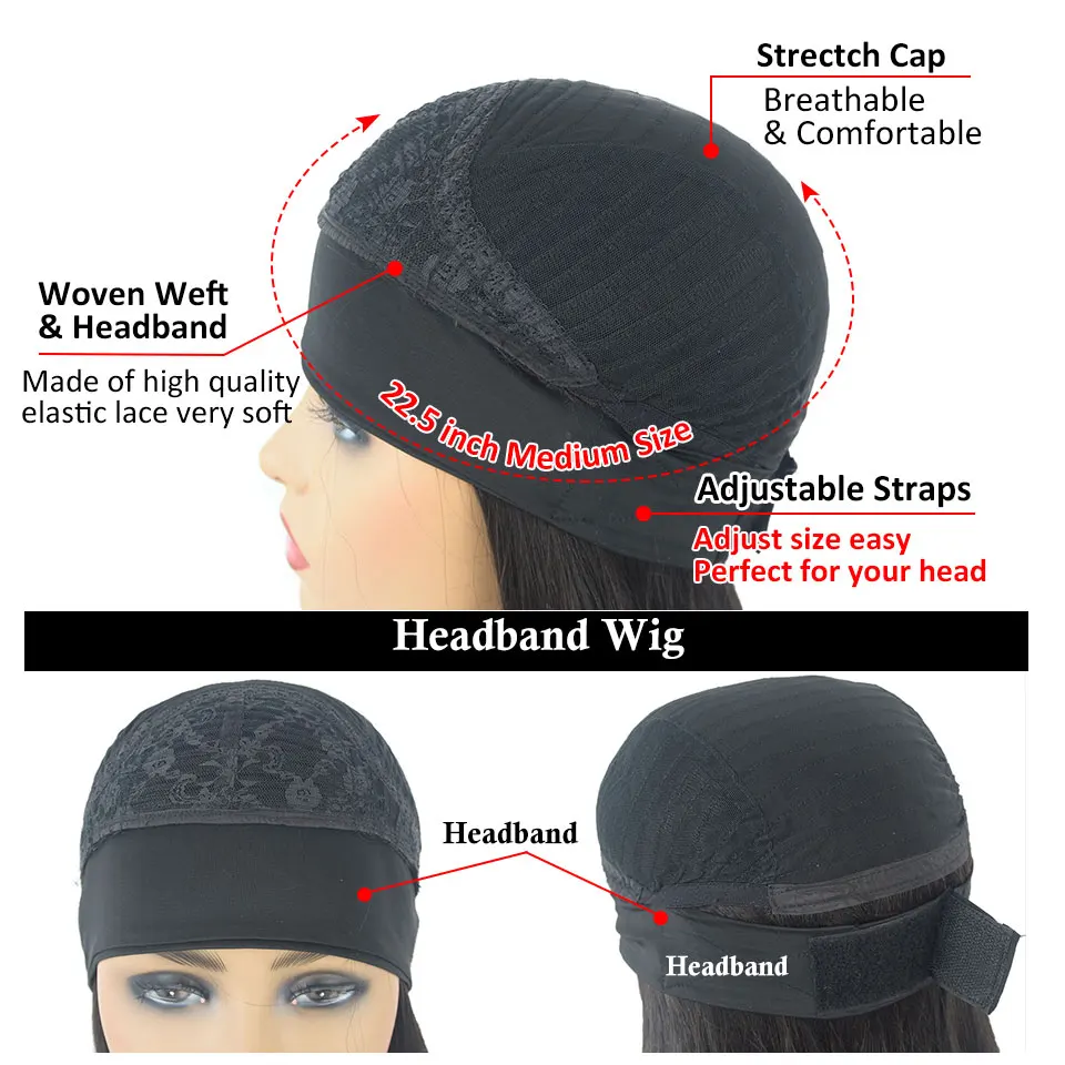 

Straight Human Hair Wigs For Women Headband Wig Human Hair Brazilian Remy Hair 10-28inch 613 Blonde Glueless Wig Bleached Knots