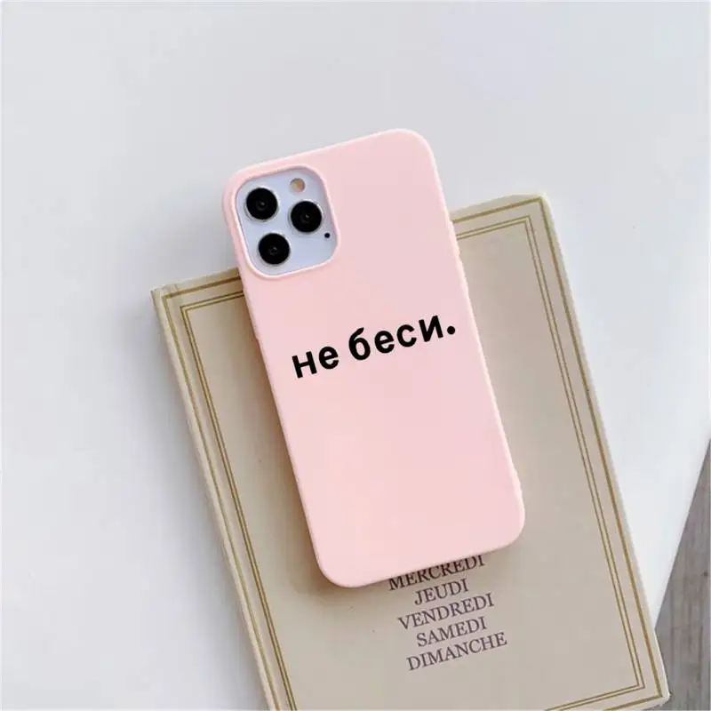 

Russian Quote Slogan Phone Case Pink Candy Color for iPhone 11 12 mini pro XS MAX 8 7 6 6S Plus X SE 2020 XR