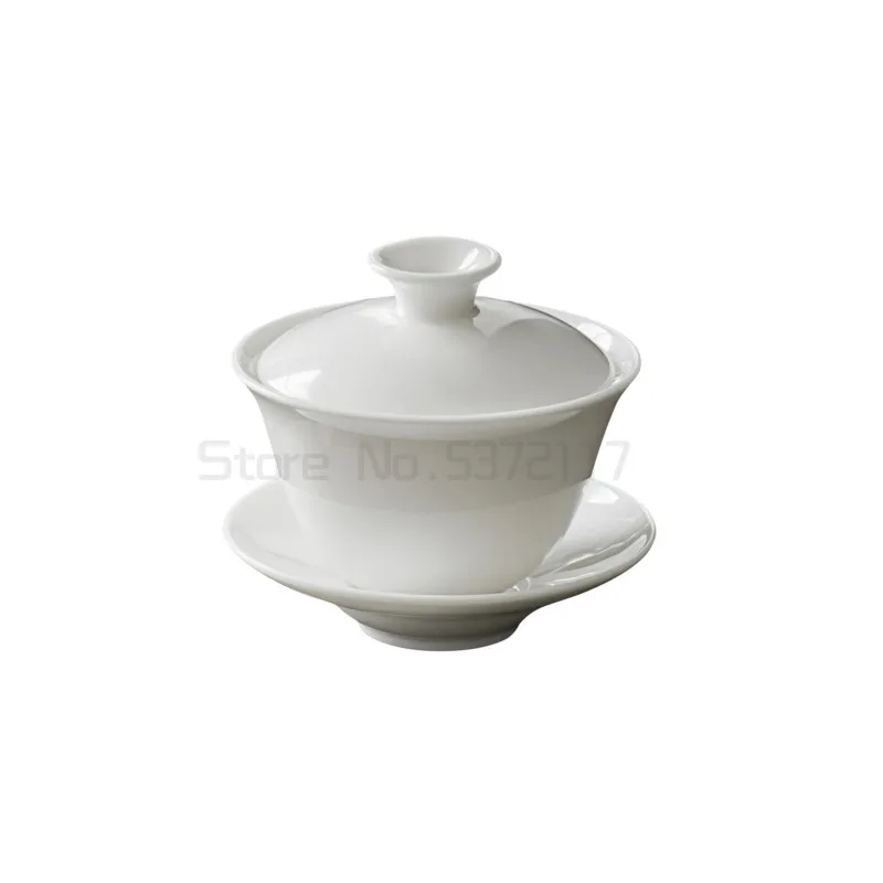 

Jade Porcelain Cover Bowl Dehua Ceramic Whiteware Tea Set High-End Condensed Fat White Three-Force Bowl Cup with Cover Gaiwan