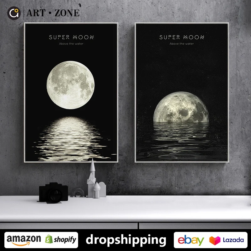 Художественная зона Современная луна фазы скандинавские картины принты на стену